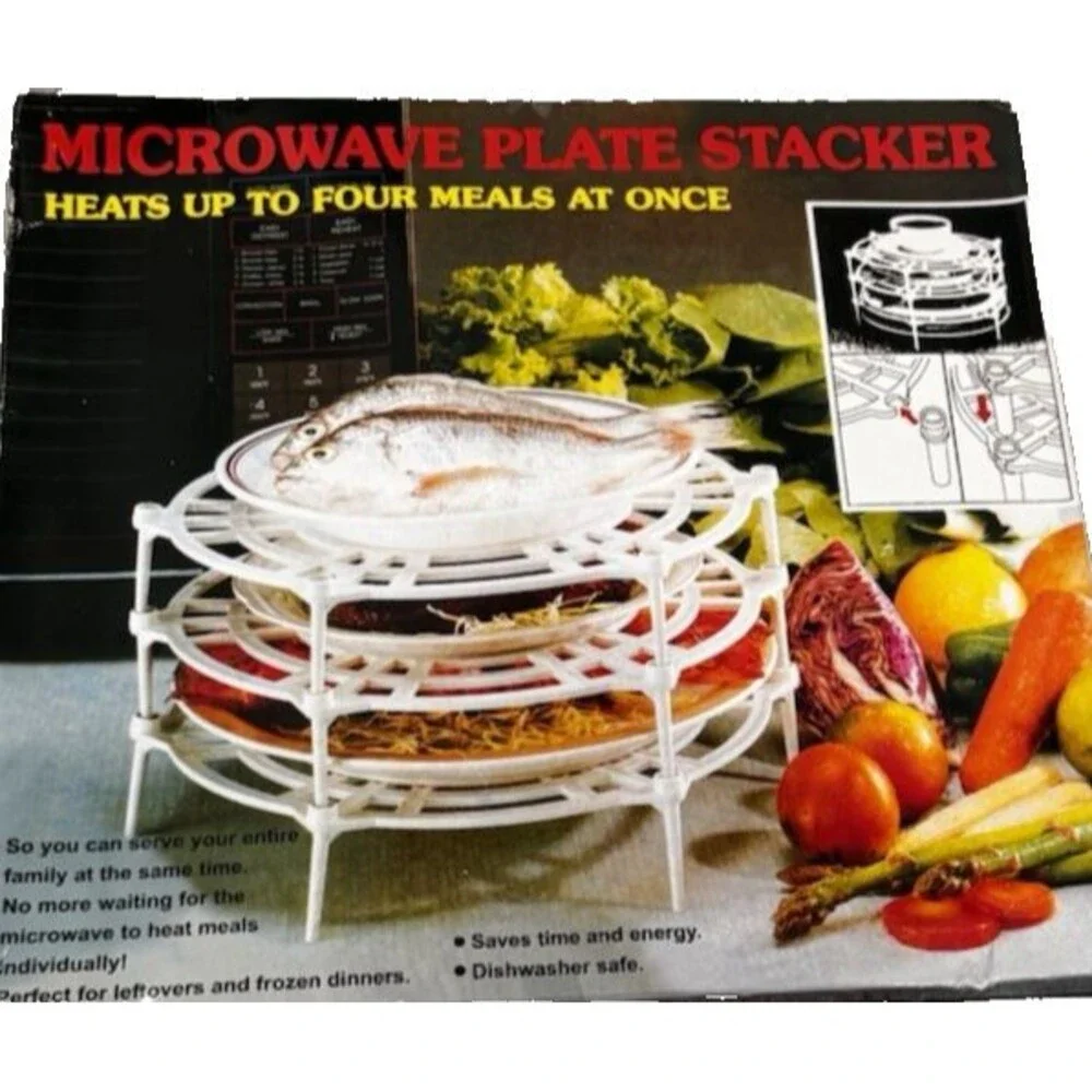 Microwave Plate Stacker Heats Up to 4 Meals At Once